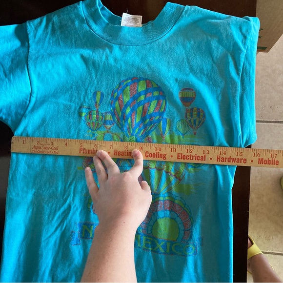 VTG Single Stitch New Mexico Hot Air Balloon Shirt Turquoise Bright Design - Picture 11 of 12